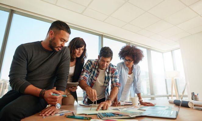 People working together for a campaign.