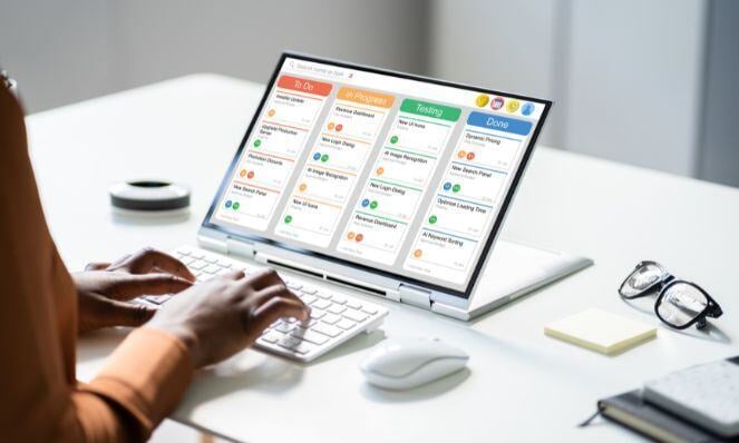 Person working on her laptop.