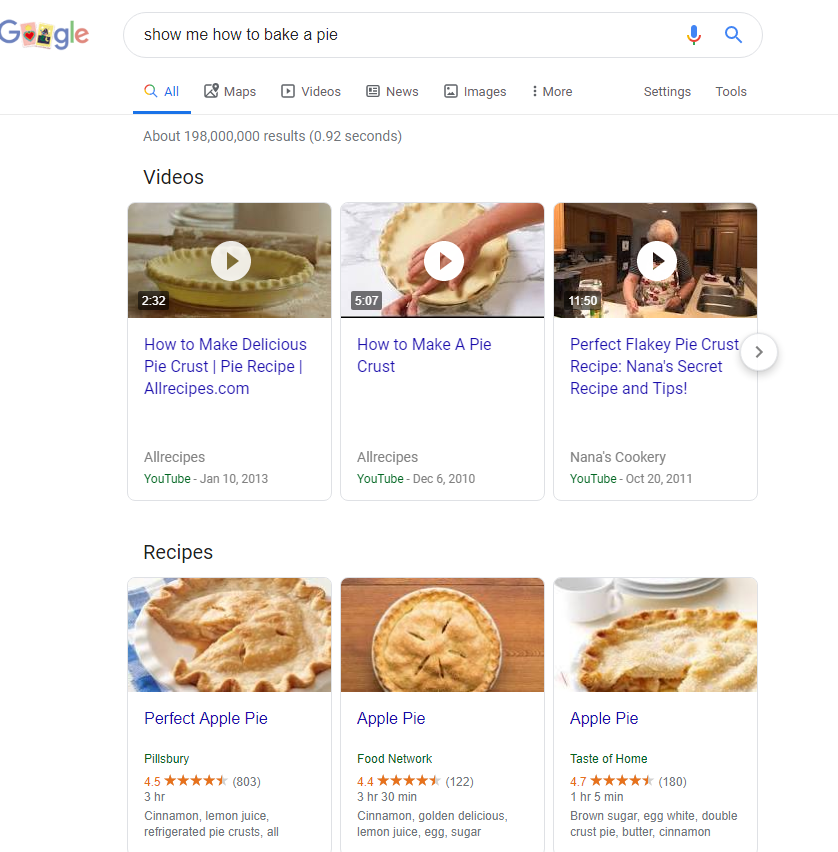 Featured video snippet example