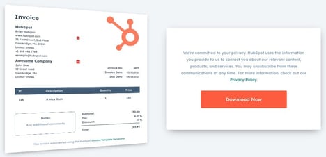 HubSpot invoice sample