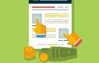 Pay per click (PPC) illustration showing users clicking on key regions of the campaign